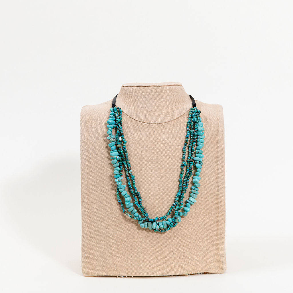 Leather and turquoise on sale necklace