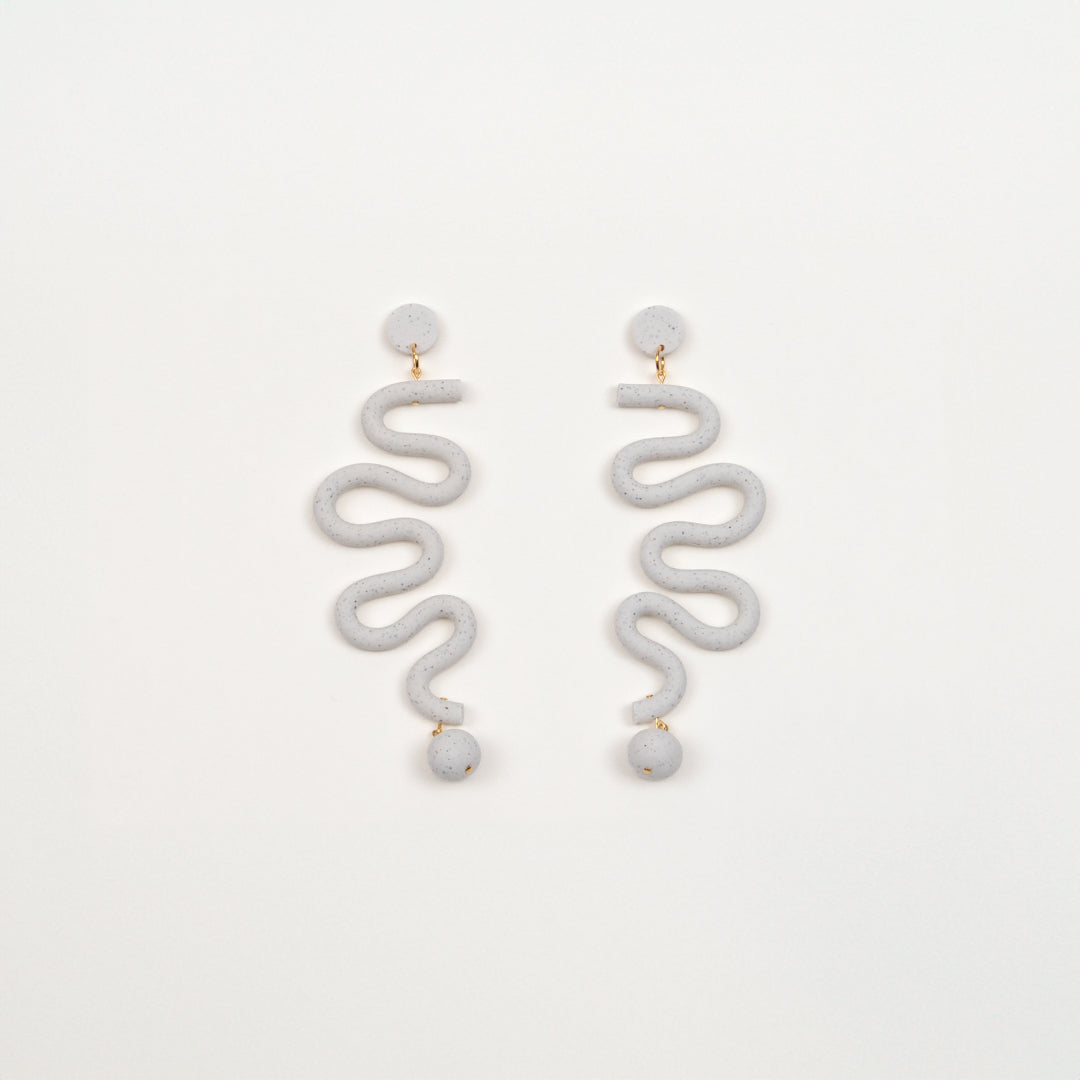 Squiggle earrings, granite