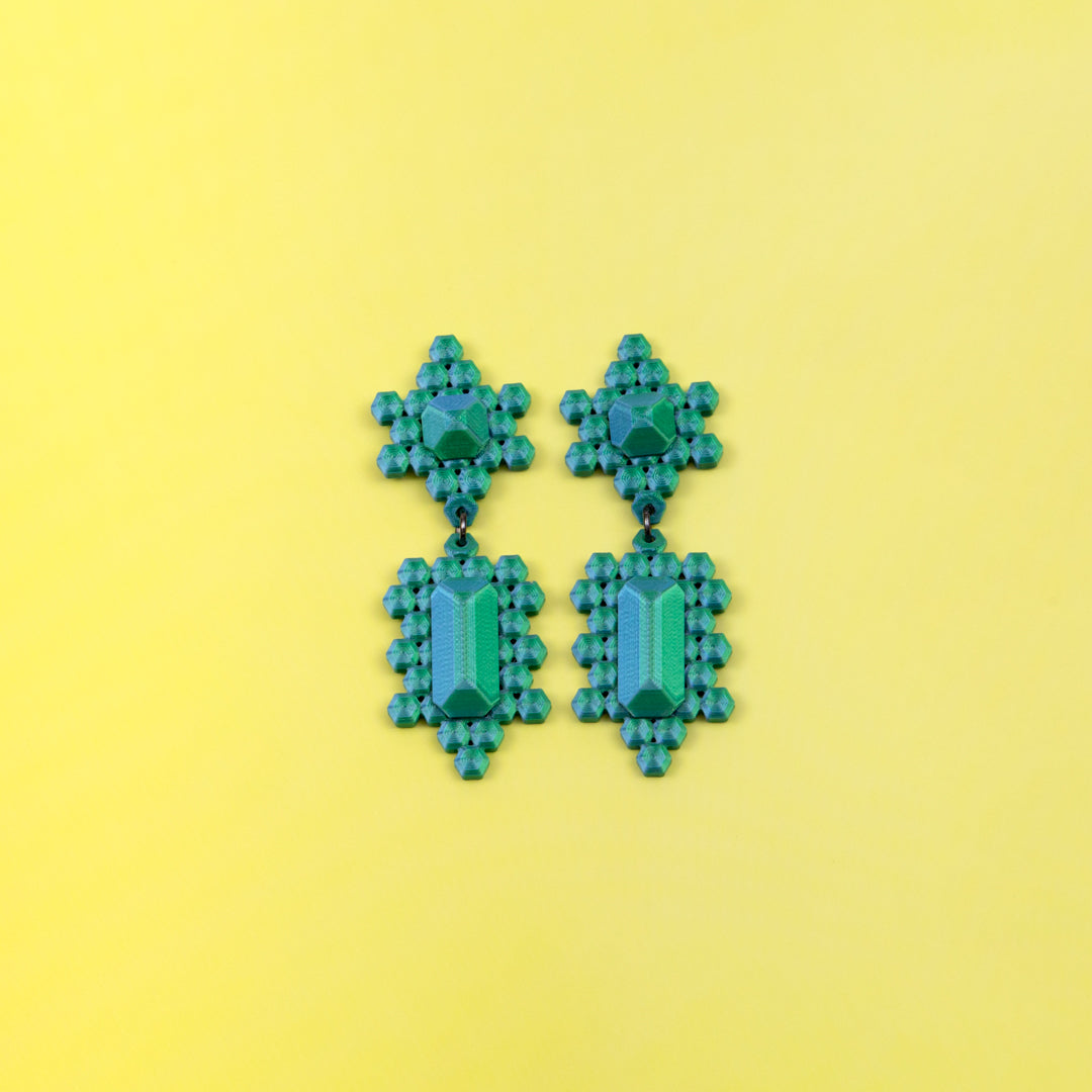 Aurora 3D-printed gem earrings