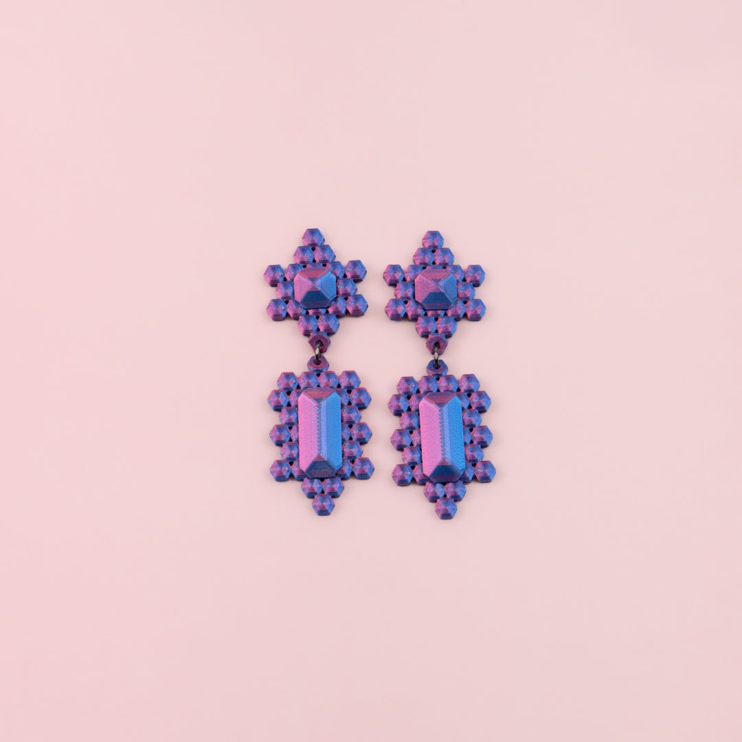 Galaxy 3D-printed gem earrings