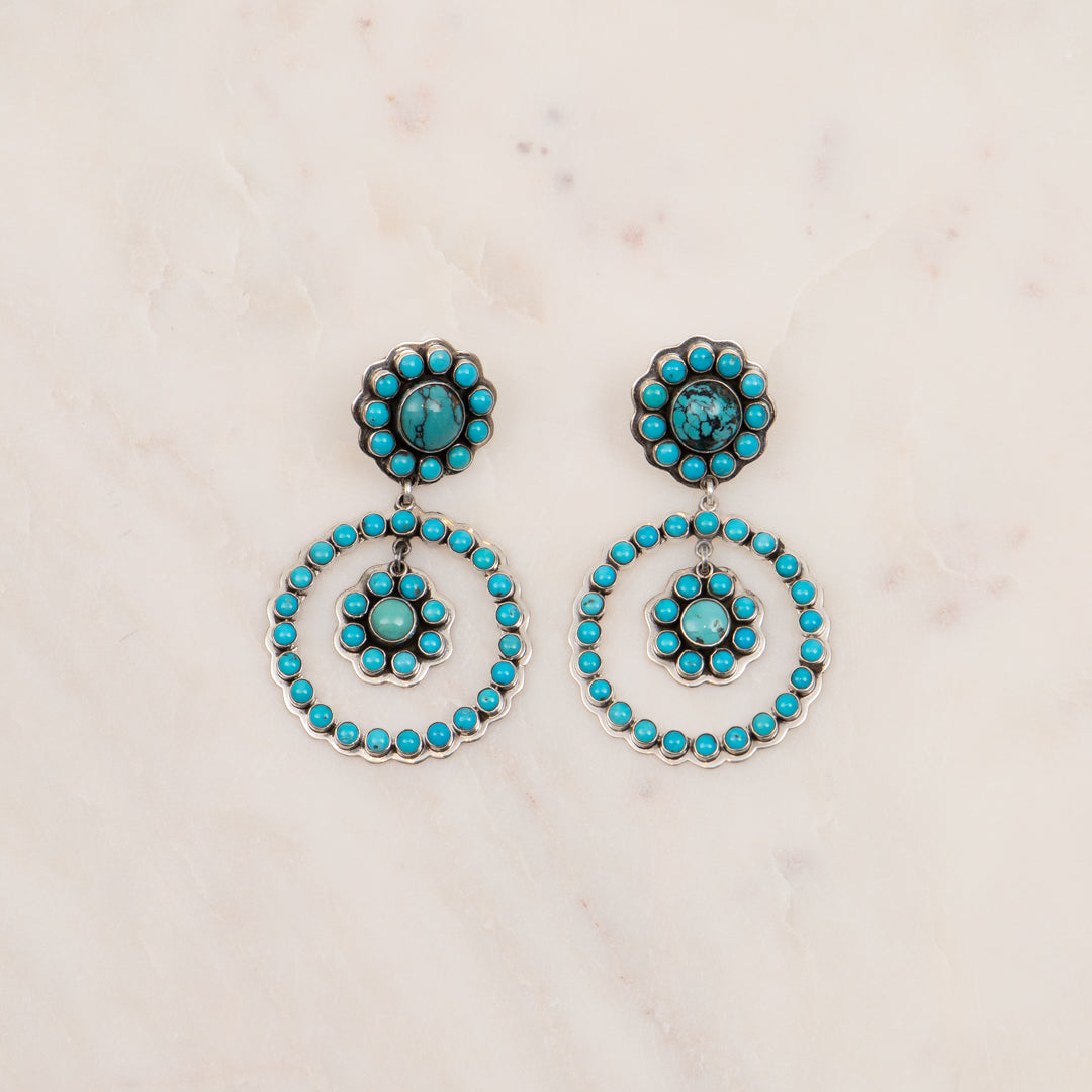 Turquoise and sterling chandelier earrings