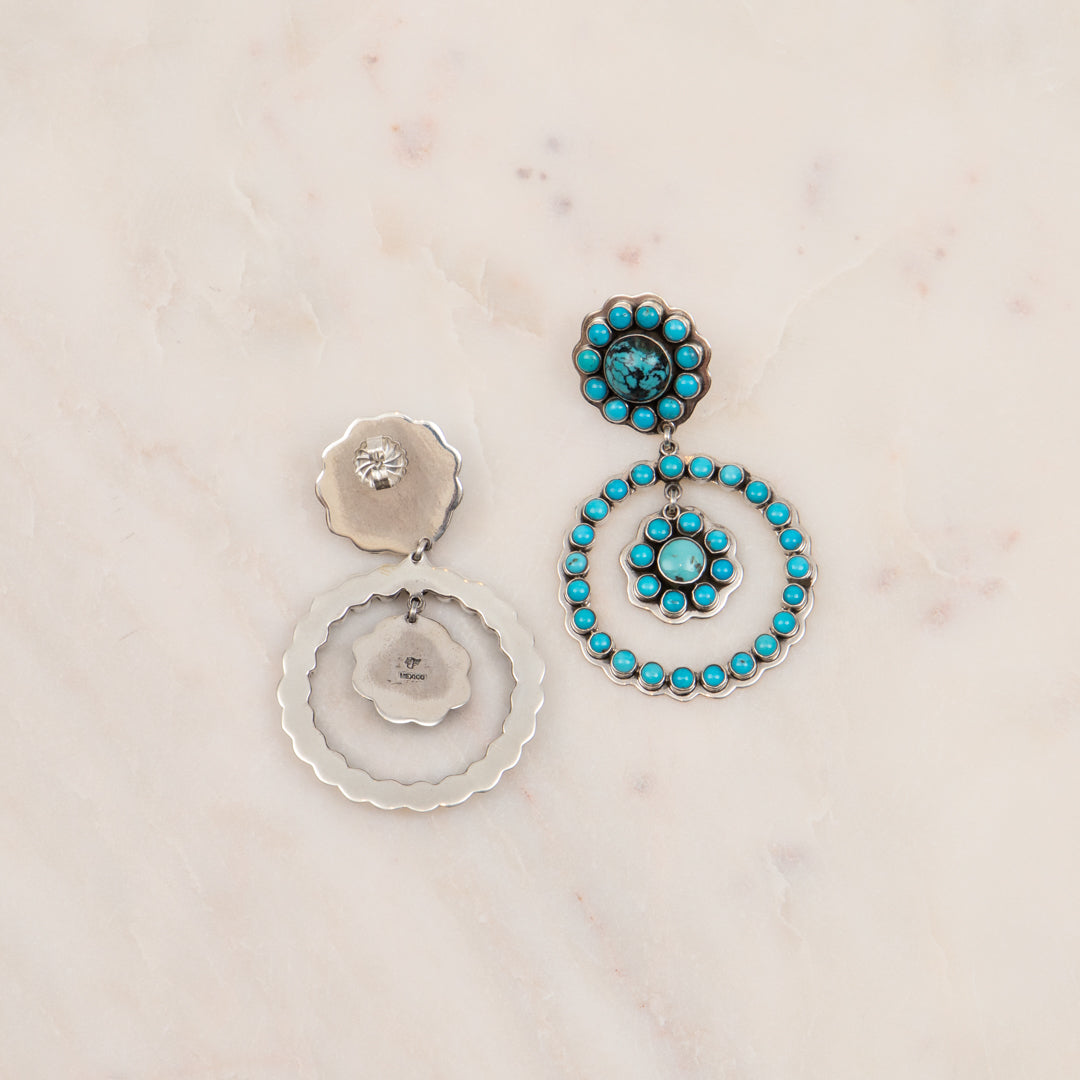 Turquoise and sterling chandelier earrings