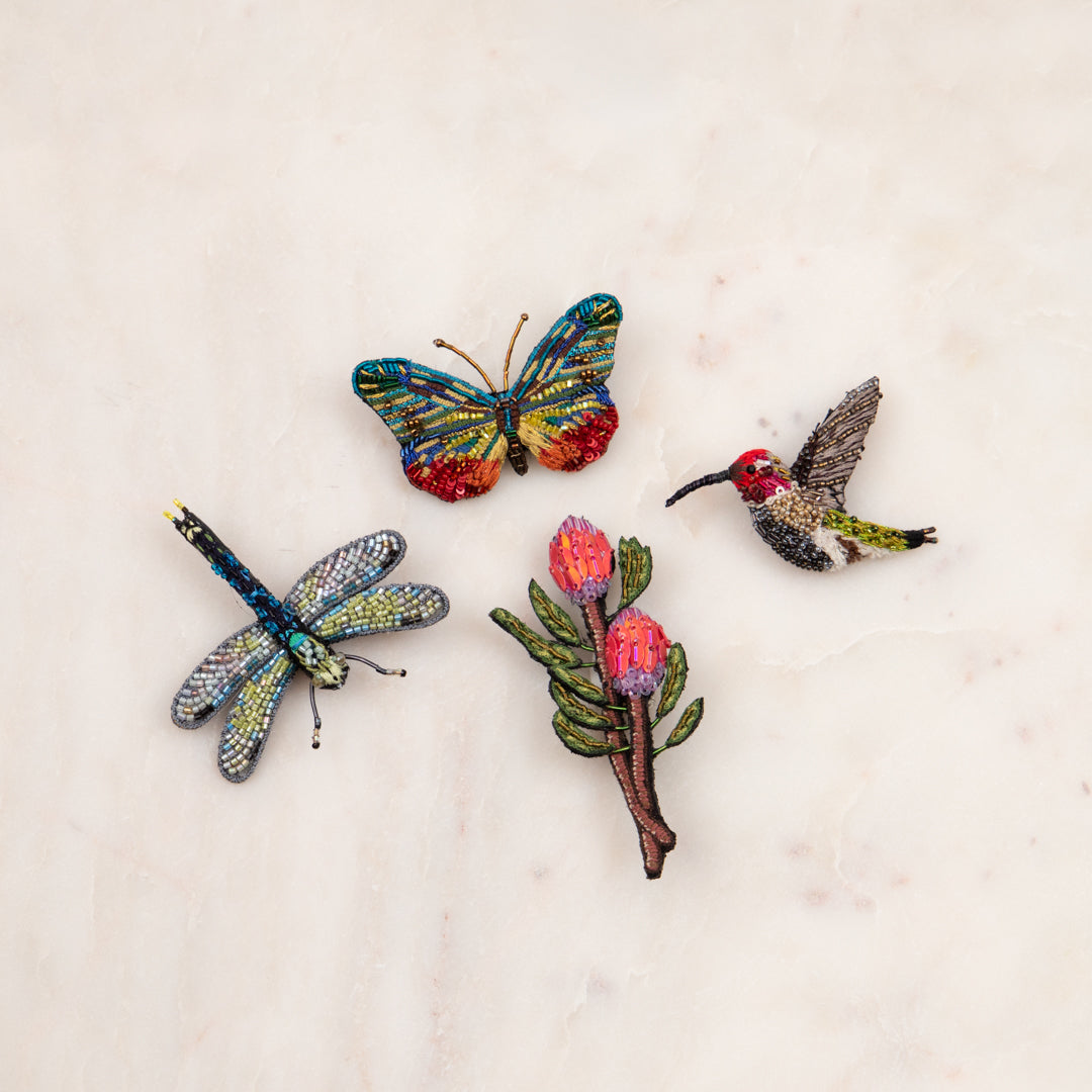 Trovelore protea flower embroidered brooch