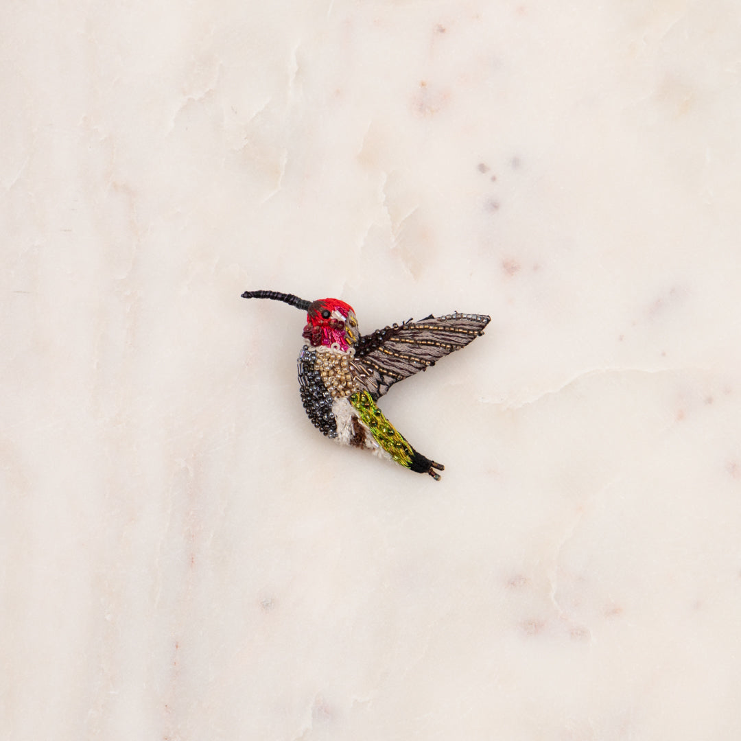 Trovelore sparkling hummingbird embroidered brooch