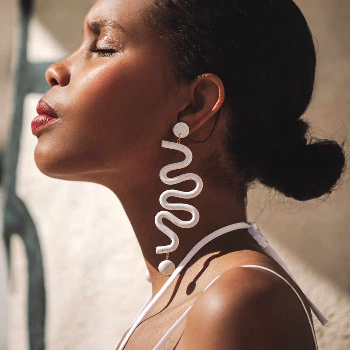 Squiggle earrings, granite