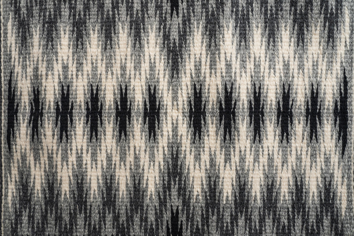 Grey "Diamond Pattern Eye Dazzler" Navajo weaving, by Ivan Catron