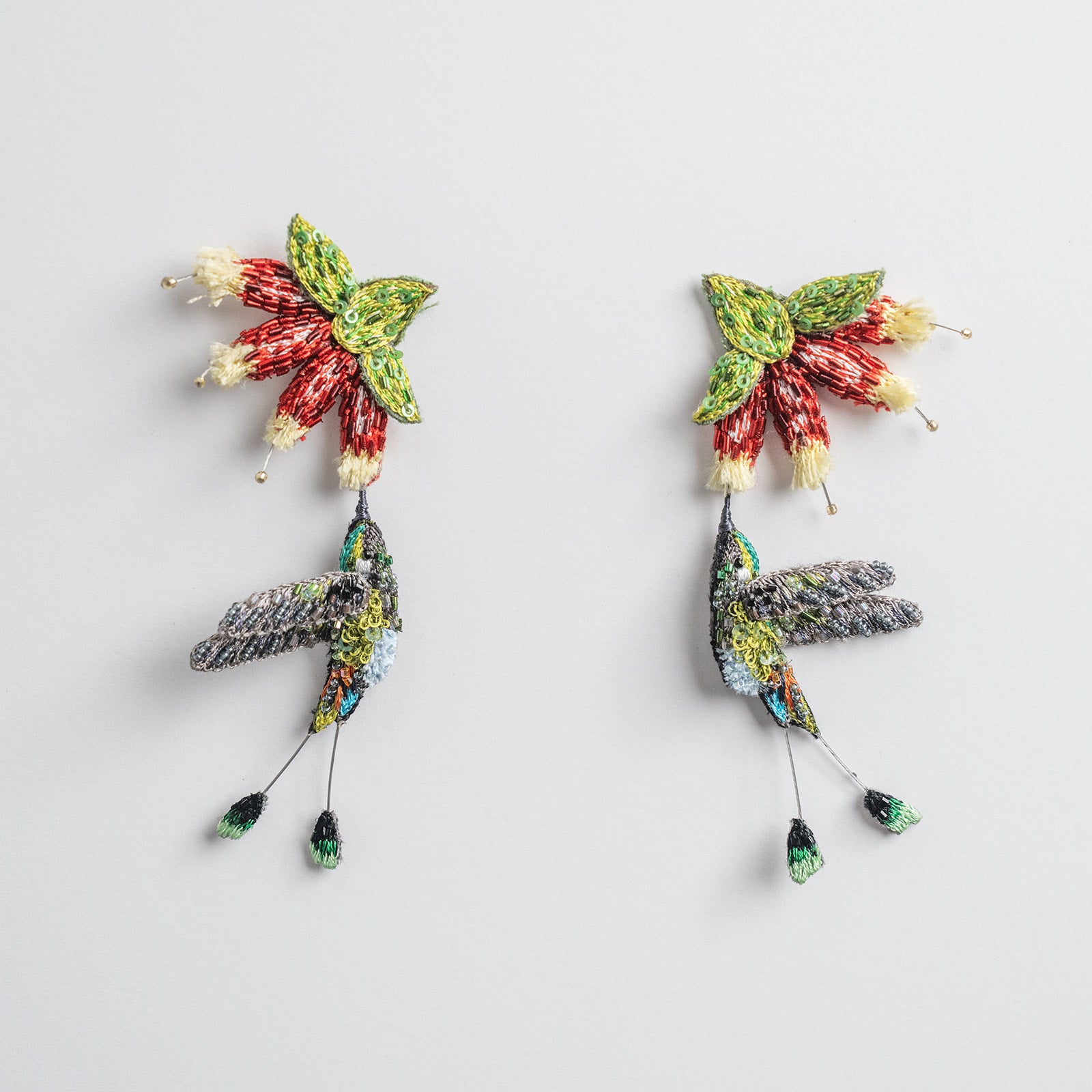 Trovelore embroidered hummingbird earrings