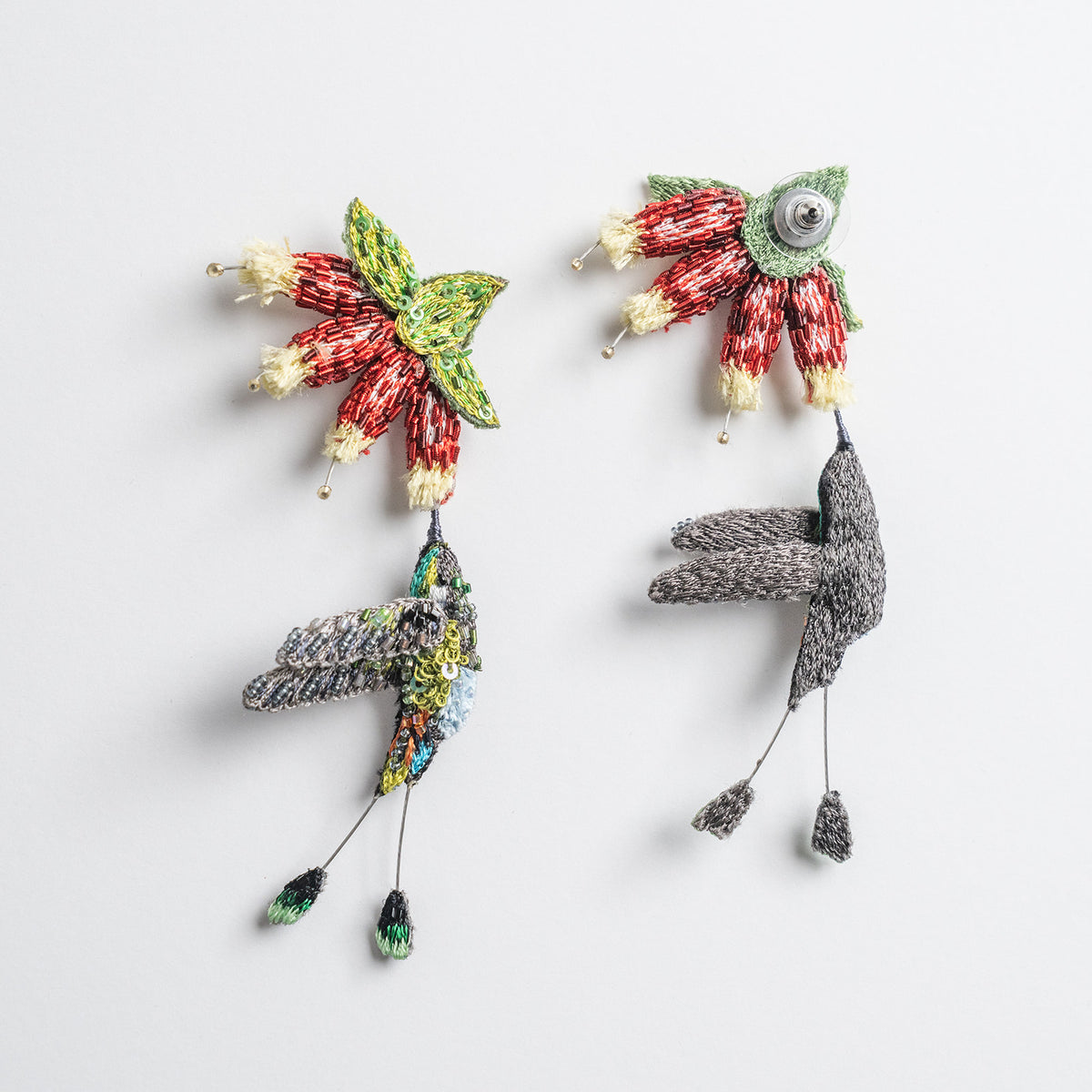 Trovelore embroidered hummingbird earrings