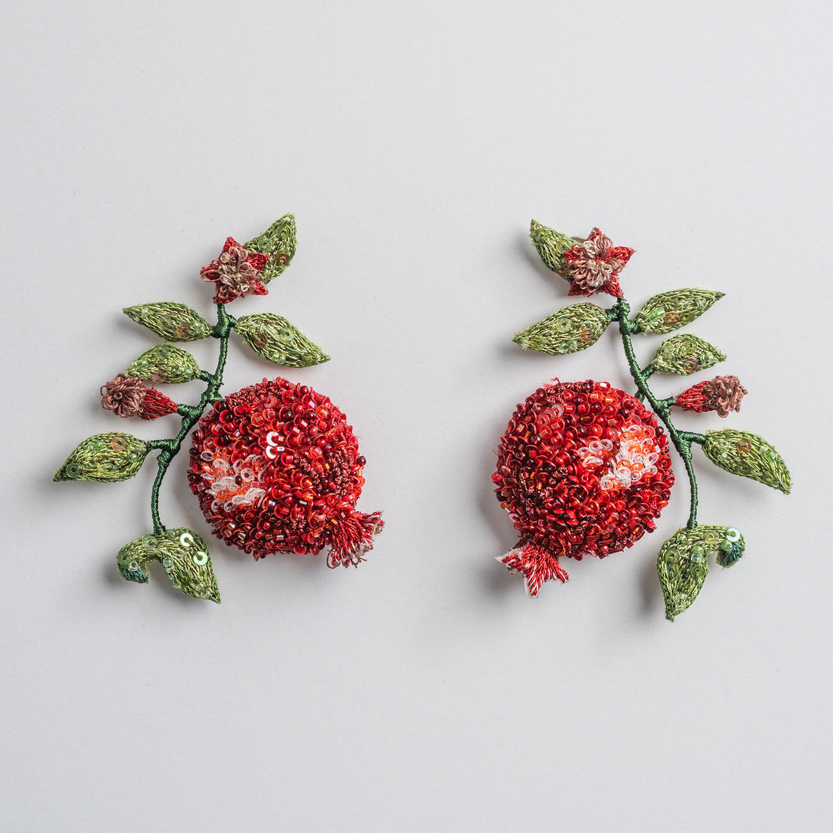 Trovelore embroidered pomegranate earrings