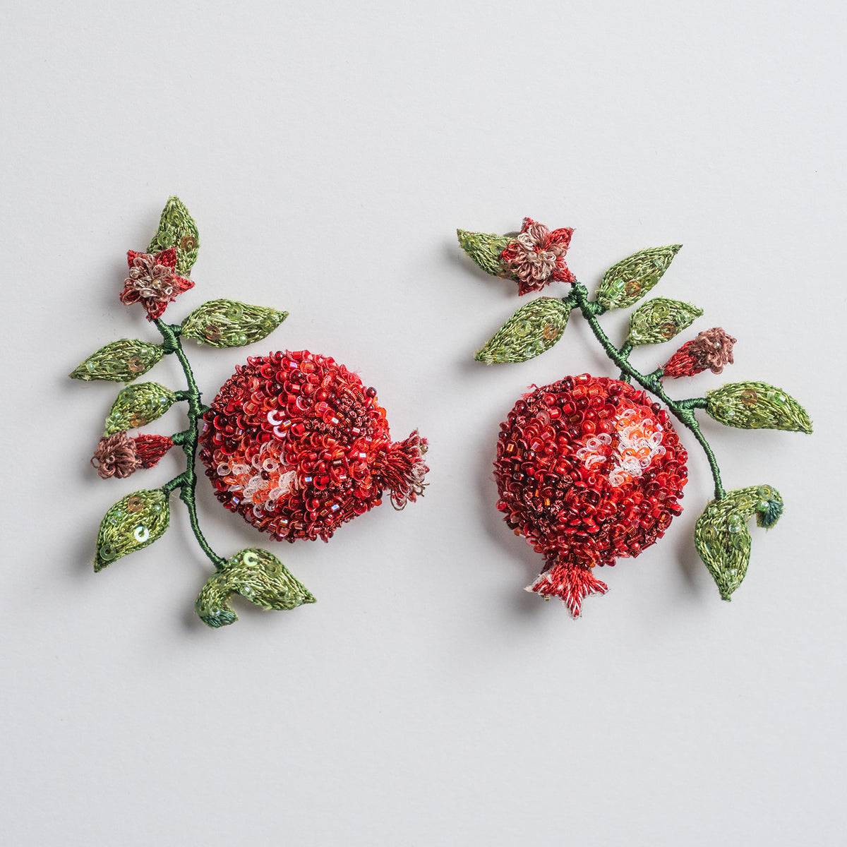 Trovelore embroidered pomegranate earrings