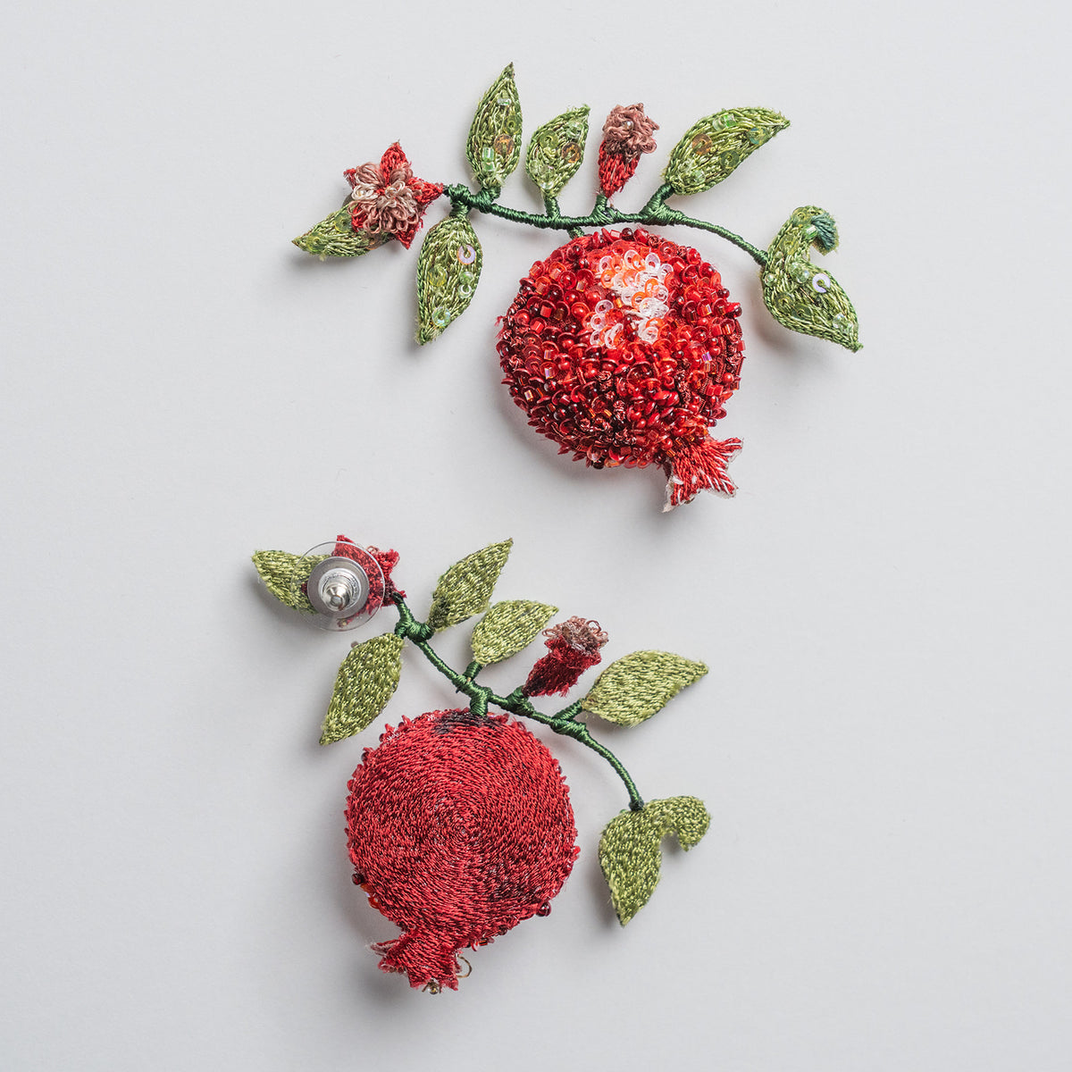 Trovelore embroidered pomegranate earrings