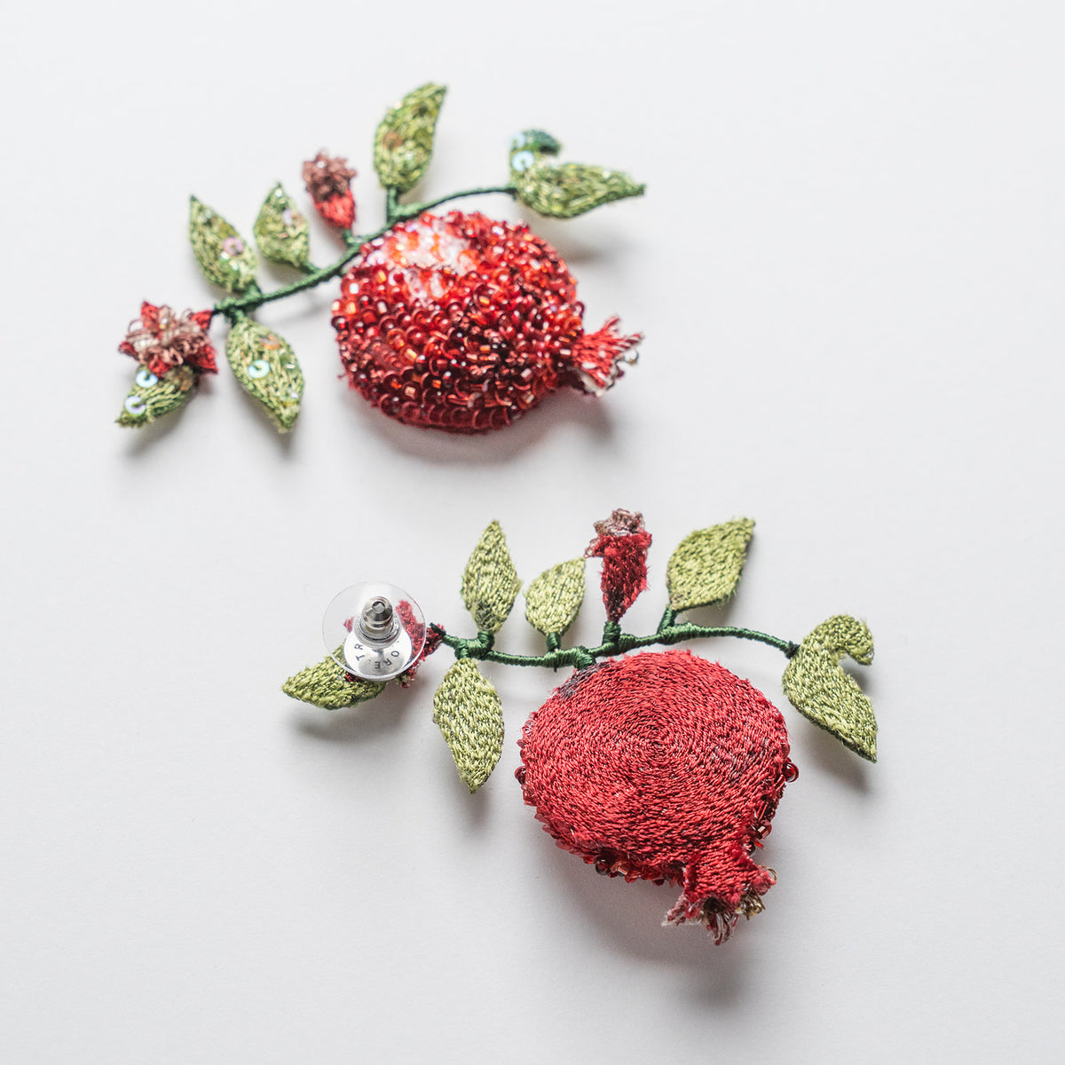 Trovelore embroidered pomegranate earrings