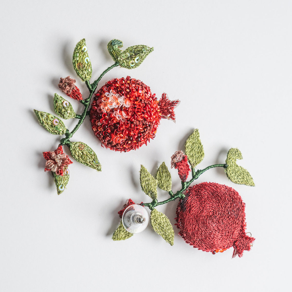 Trovelore embroidered pomegranate earrings