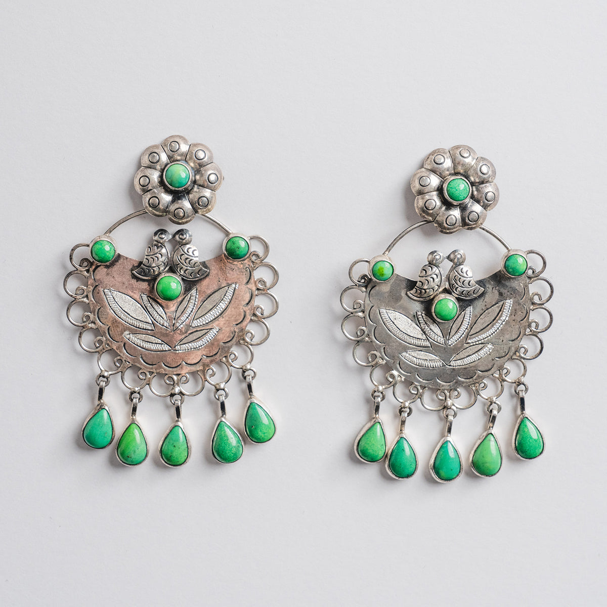Federico Jimenez green turquoise chandelier earrings