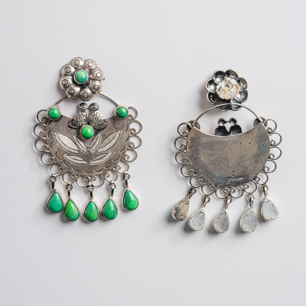 Federico Jimenez green turquoise chandelier earrings