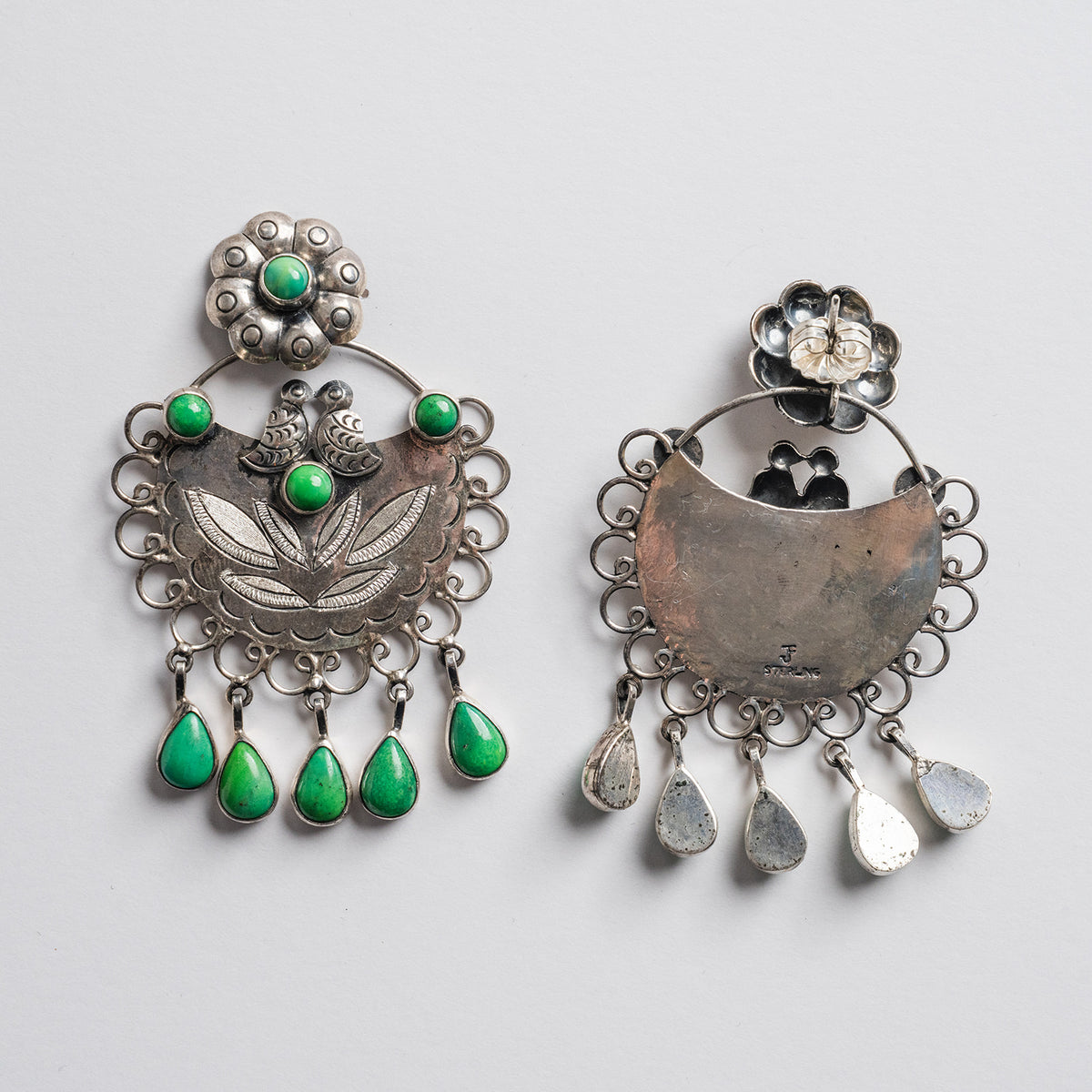 Federico Jimenez green turquoise chandelier earrings