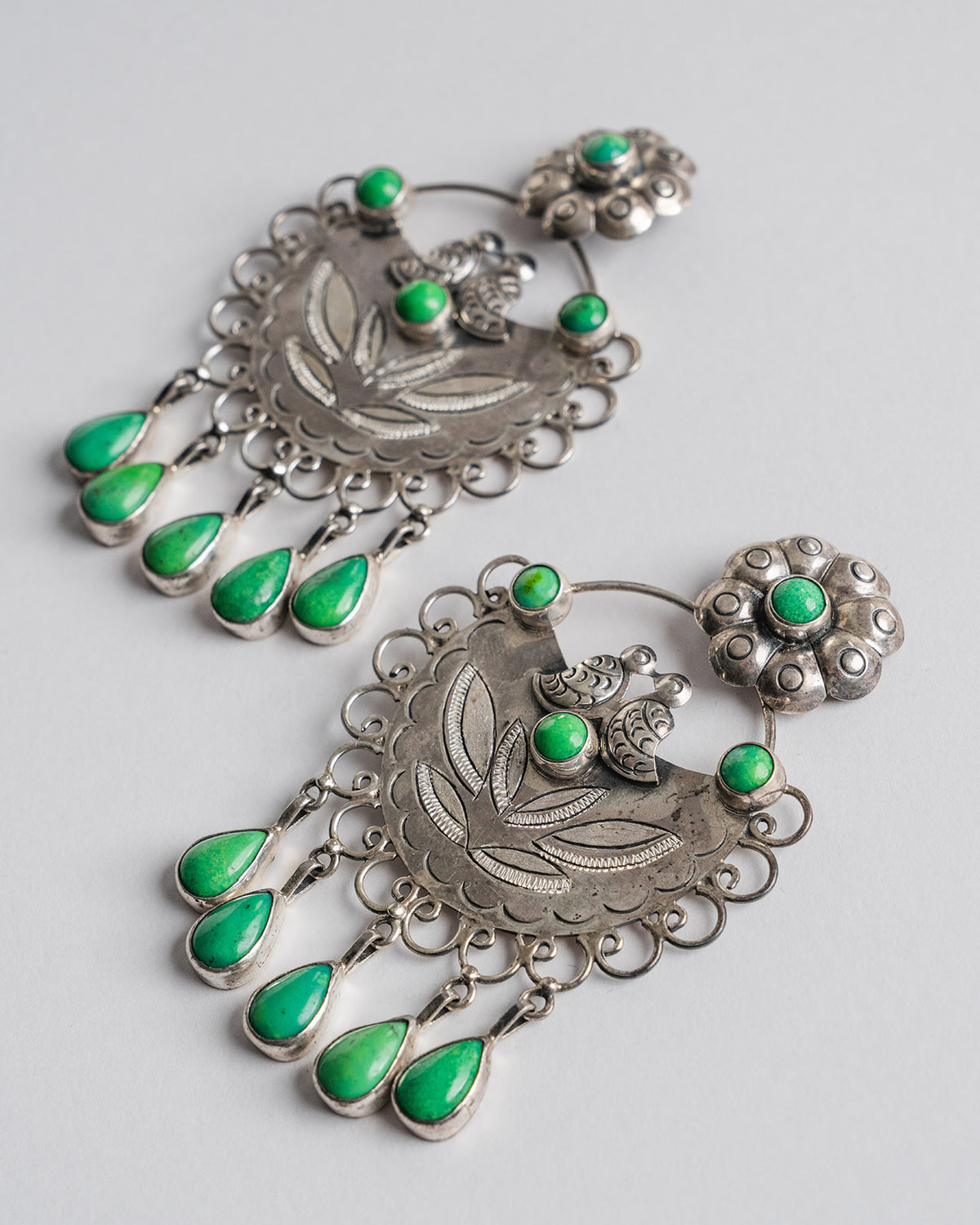 Federico Jimenez green turquoise chandelier earrings