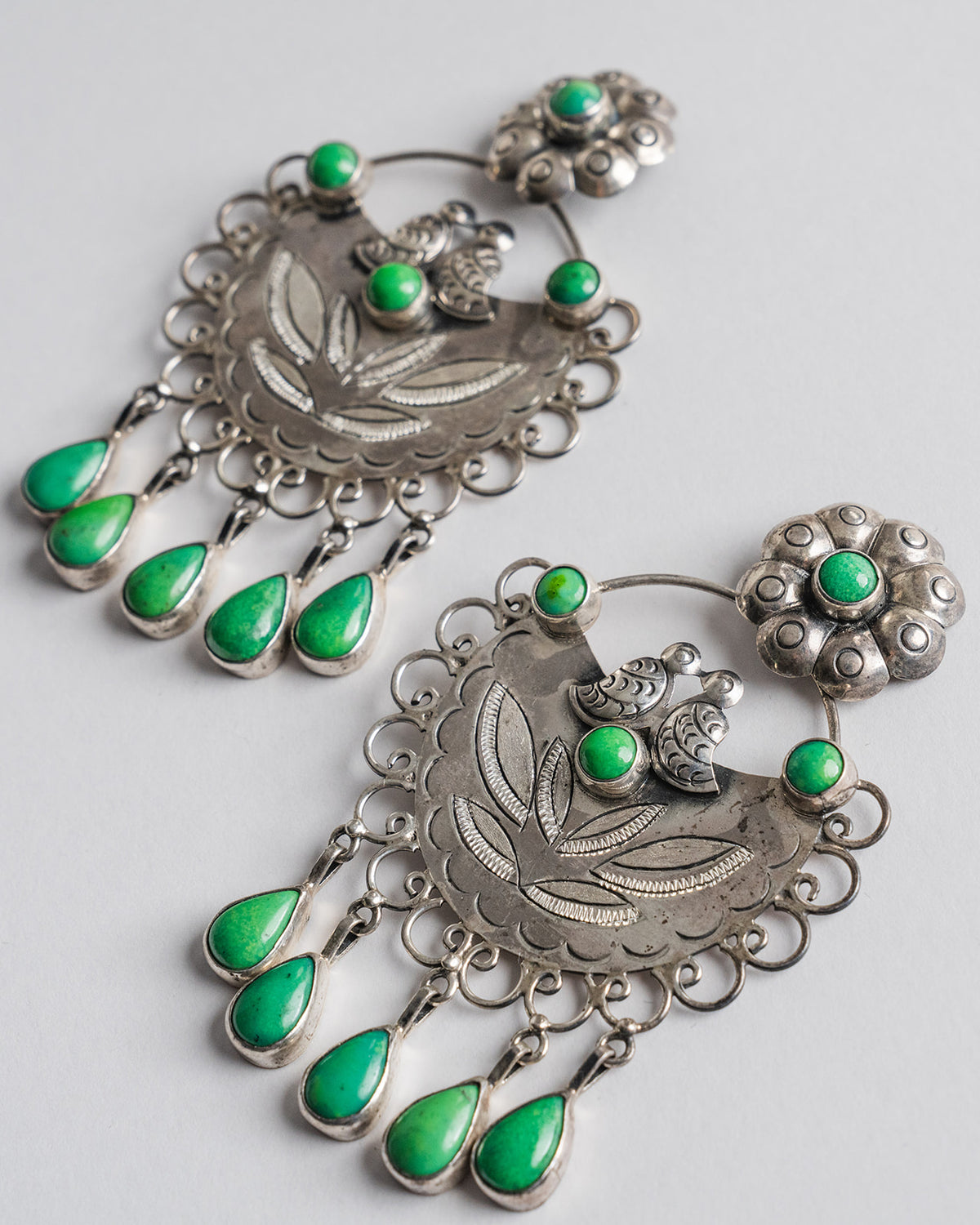 Federico Jimenez green turquoise chandelier earrings