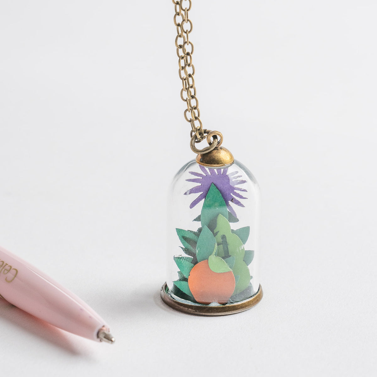 My Papercut Forest miniature jungle necklace