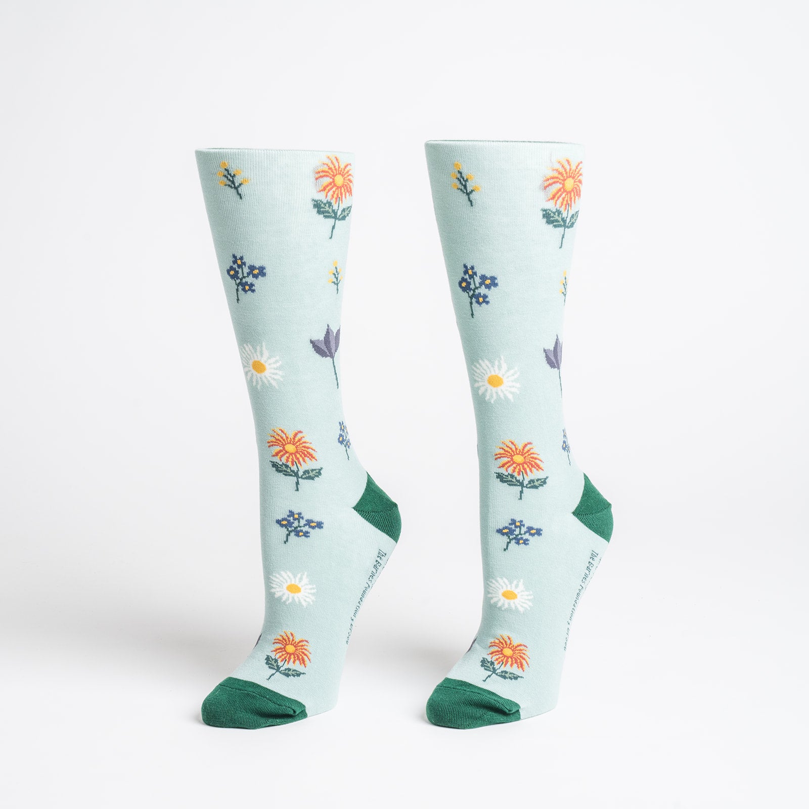 Artwork socks: Rousseau bouquet icon, green