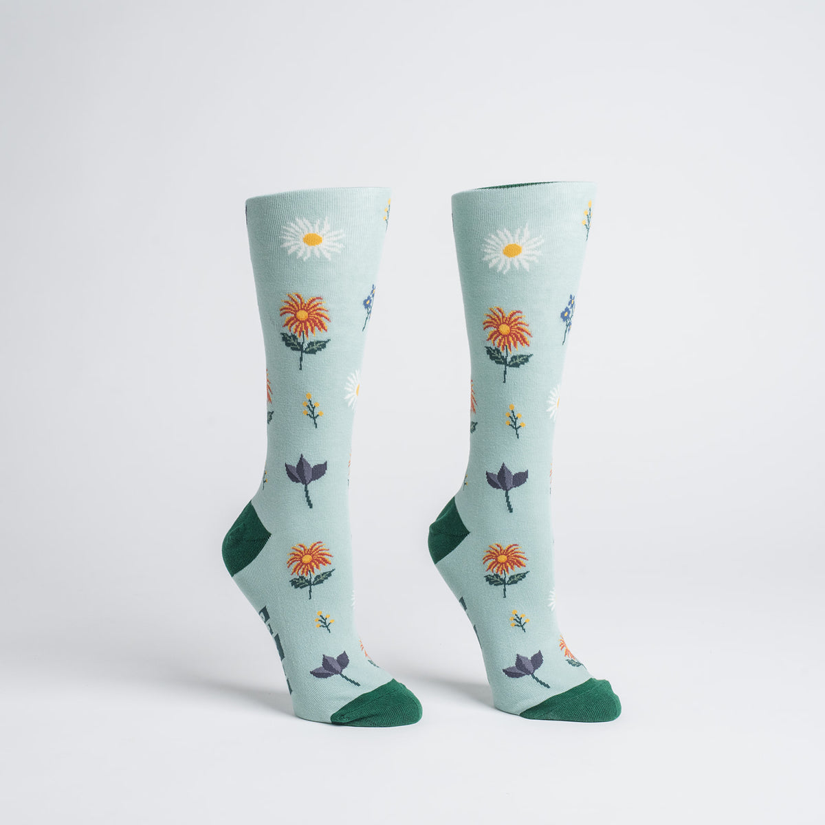 Artwork socks: Rousseau bouquet icon, green