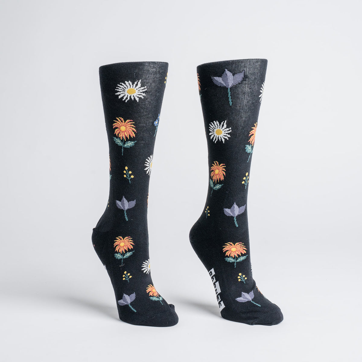 Artwork socks: Rousseau bouquet icon, black
