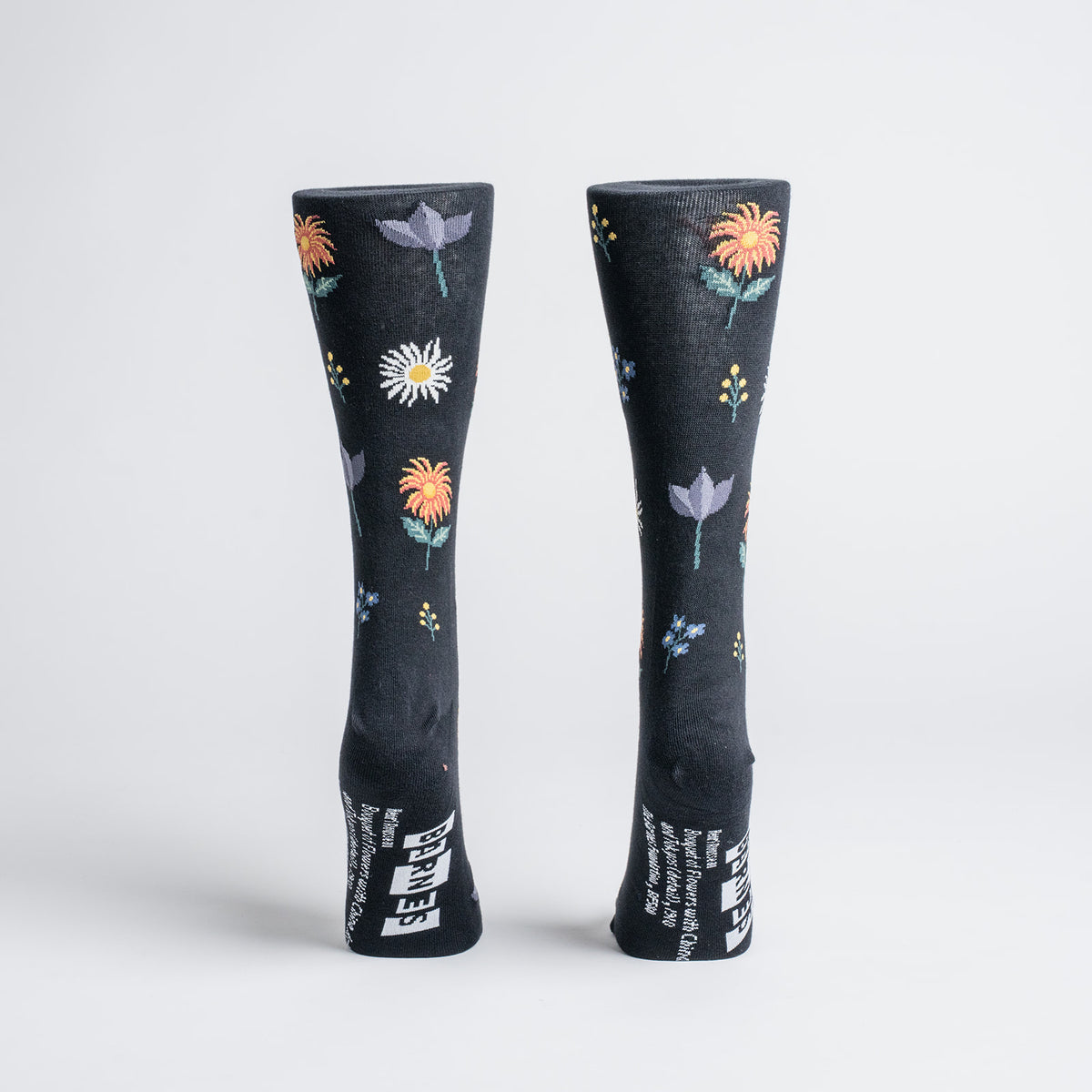 Artwork socks: Rousseau bouquet icon, black