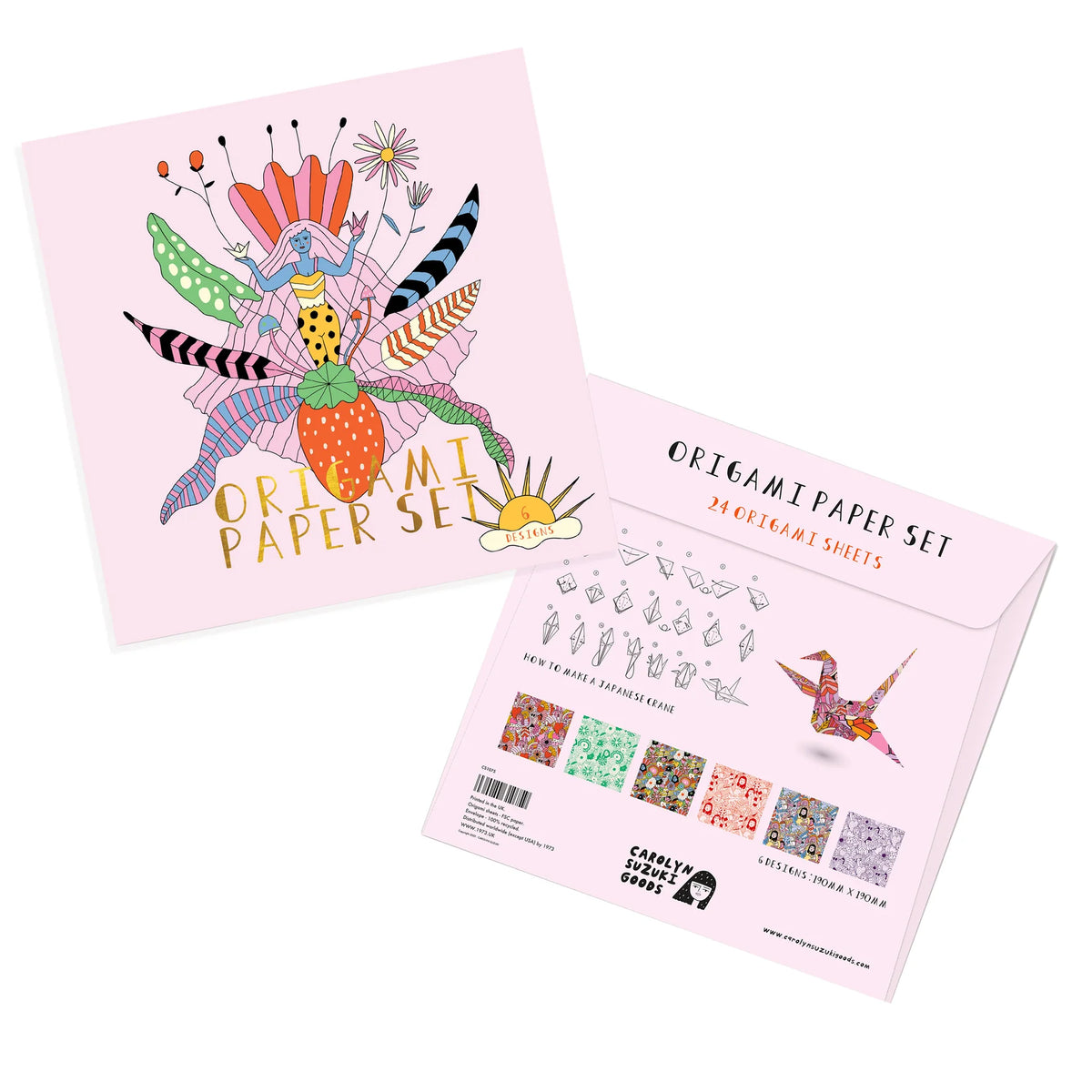Illustrated origami paper set