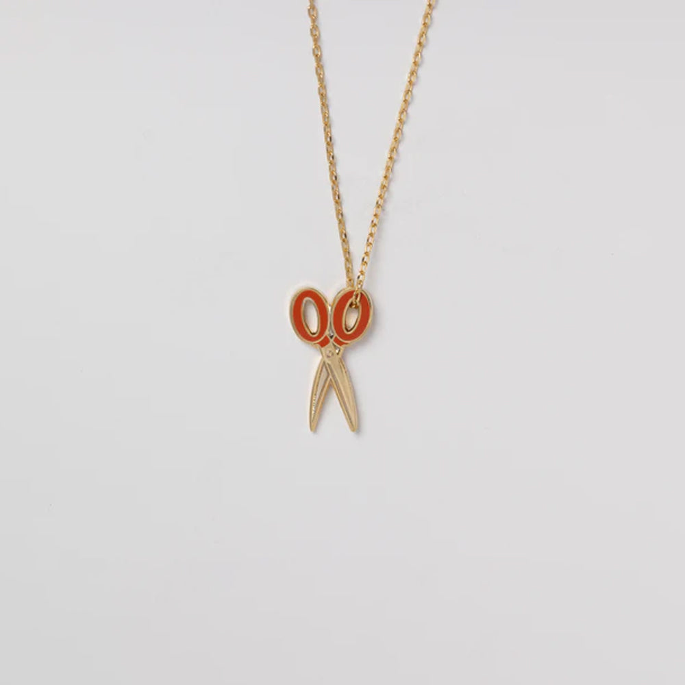 gilded enamel scissors pendant necklace