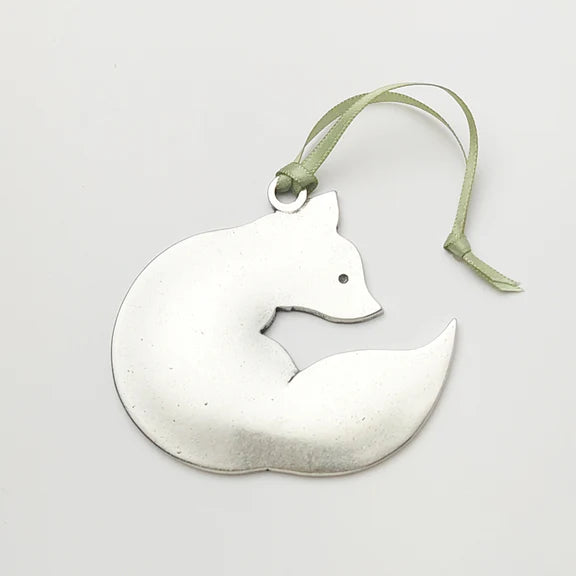 Woodland fox pewter ornament