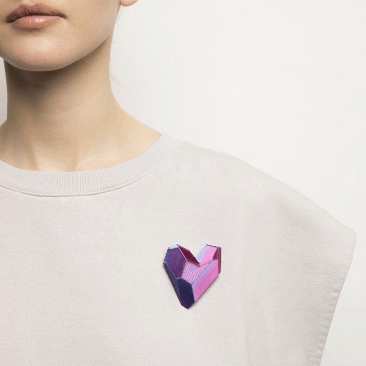 3D-printed heart brooch