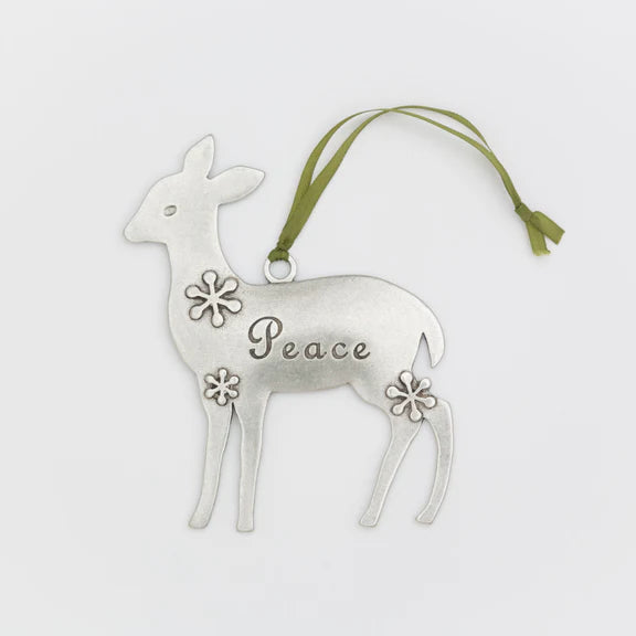 Peace deer pewter ornament