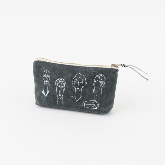 k studio embroidered faces pouch