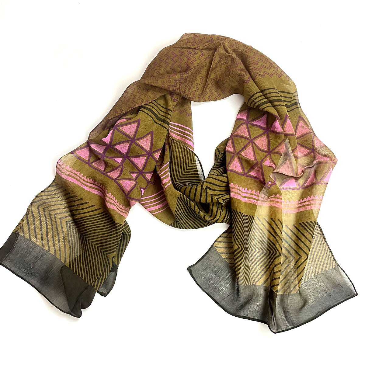 Harshita Designs Olive chiffon scarf