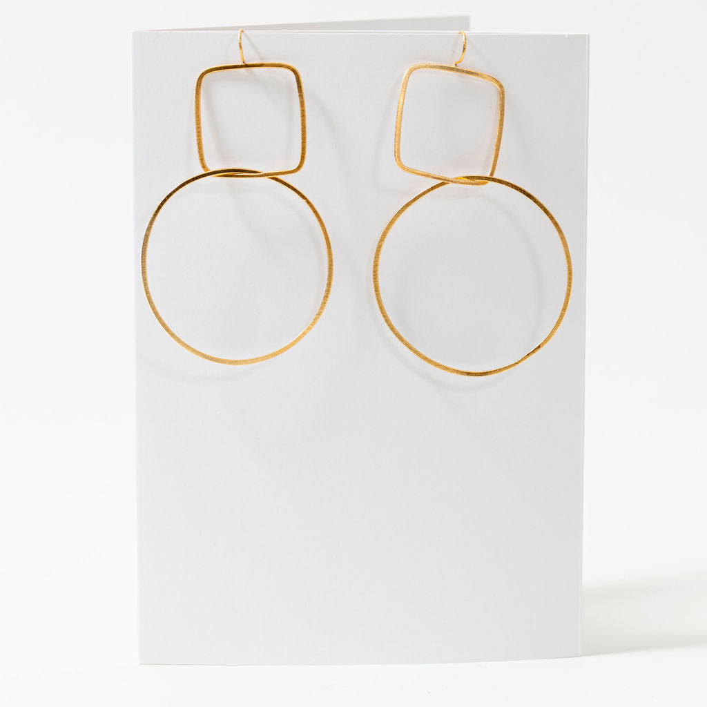 Square and circle drop earring