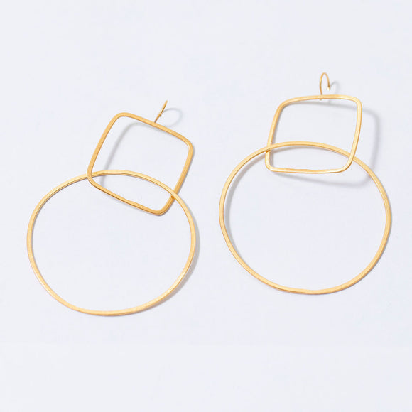 Square and circle drop earring