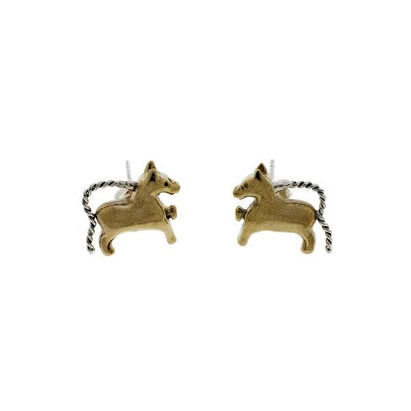 Classical horse bronze and sterling silver stud earrings